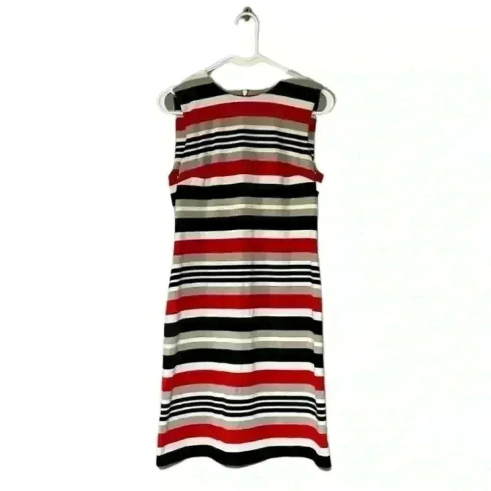 Calvin Klein Sleeveless Dress Bodycon Office Work‎ Wear Size 6 Black Red White